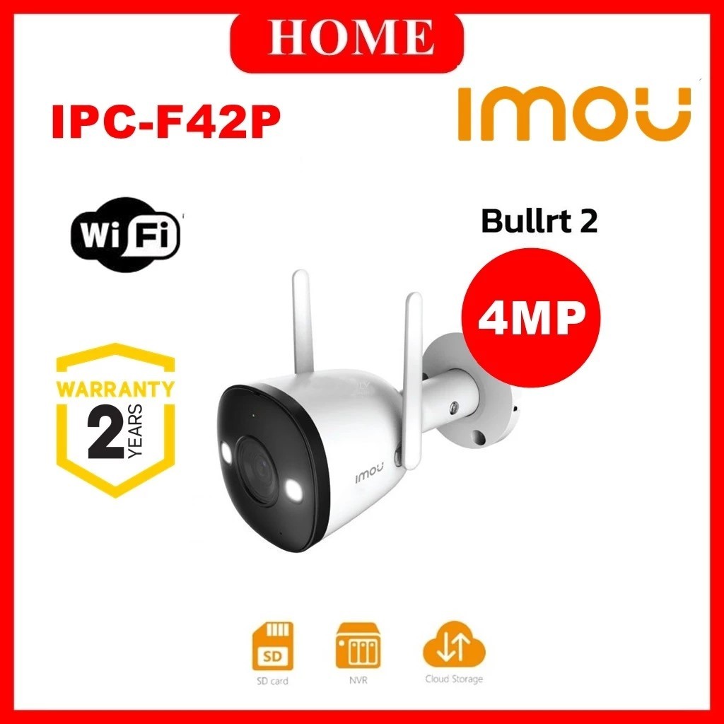 IMOU กล้องวงจรปิด WIFI 4 ล้านพิกเซล รุ่น IPC-F42P-D (3.6 mm.) (Bullet 2C )(Free Adapter)