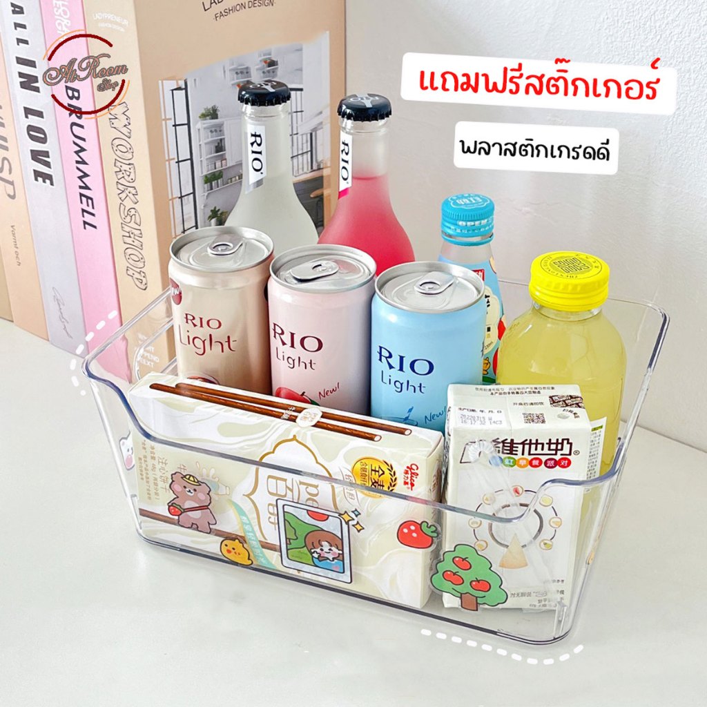 ฟรีสติ๊กเกอร์ กล่องพลาสติก แบบใส กล่องเก็บของในตู้เย็น กล่องใส่ของอเนกประสงค์ พลาสติกหนา