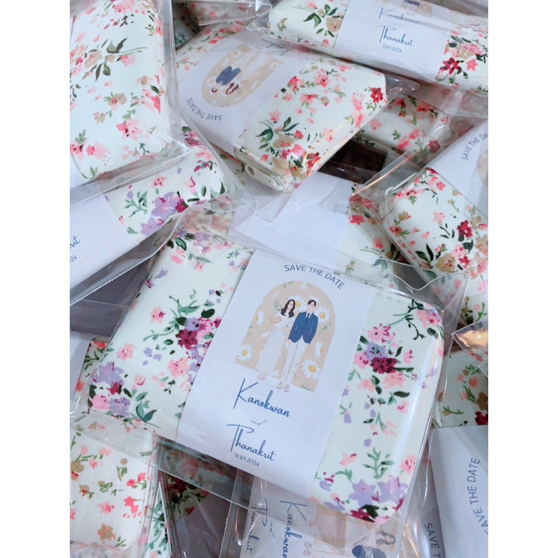 กระเป๋าของชำร่วย 10 บาท คละลายมินิมอล100ใบ ฟรีป้าย ฟรีถุง