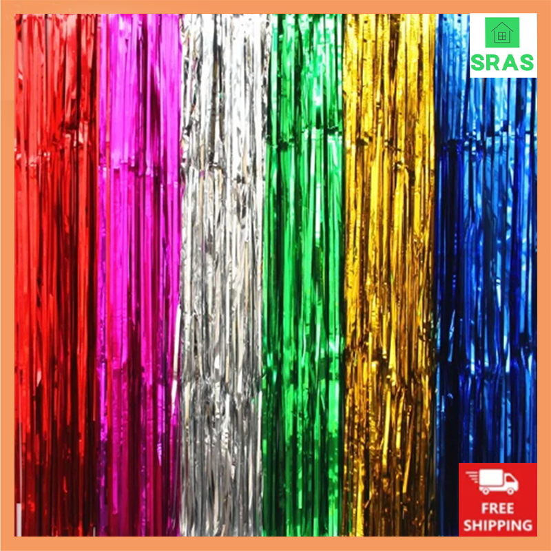 ม่านสายรุ้ง 1x2m ม่านฟอยล์ (ผิวเงา) Backdrop ม่านฉากหลัง สําหรับตกแต่งปาร์ตี้วันเกิด งานแต่งงาน