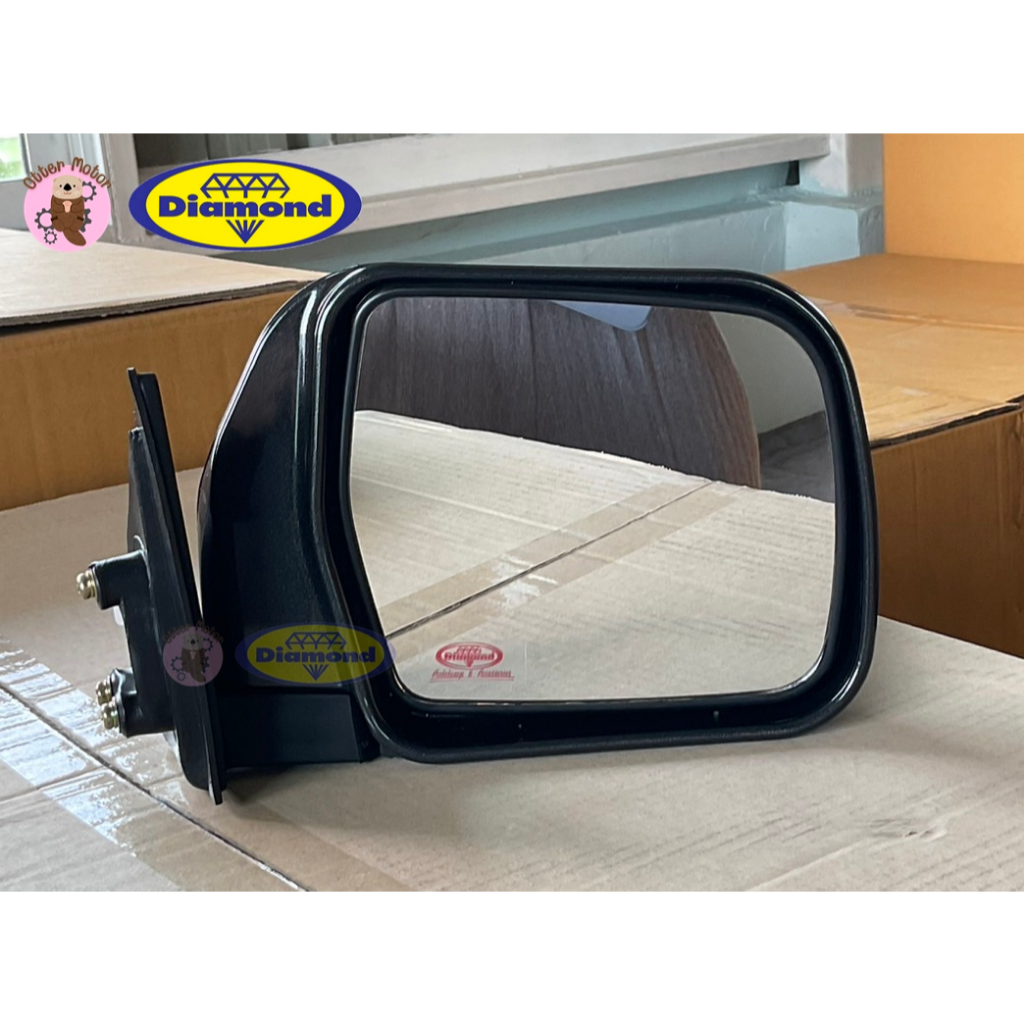ตราเพชร กระจกข้าง กระจกมองข้าง TOYOTA MIGHTY X ปี1989–1998 รุ่นธรรมดา บานใหญ่ สีดำ โตโยต้า ไมตี้เอ็ก
