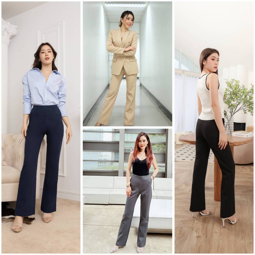 กางเกงทรงตรง Basic Pants เนื้อผ้าดี มีน้ำหนัก เป็นทรงสวย ขาเพรียวยาว รุ่นยอดนิยม มี 4 สี ดำ/กรมท่า /เทา/เบจ