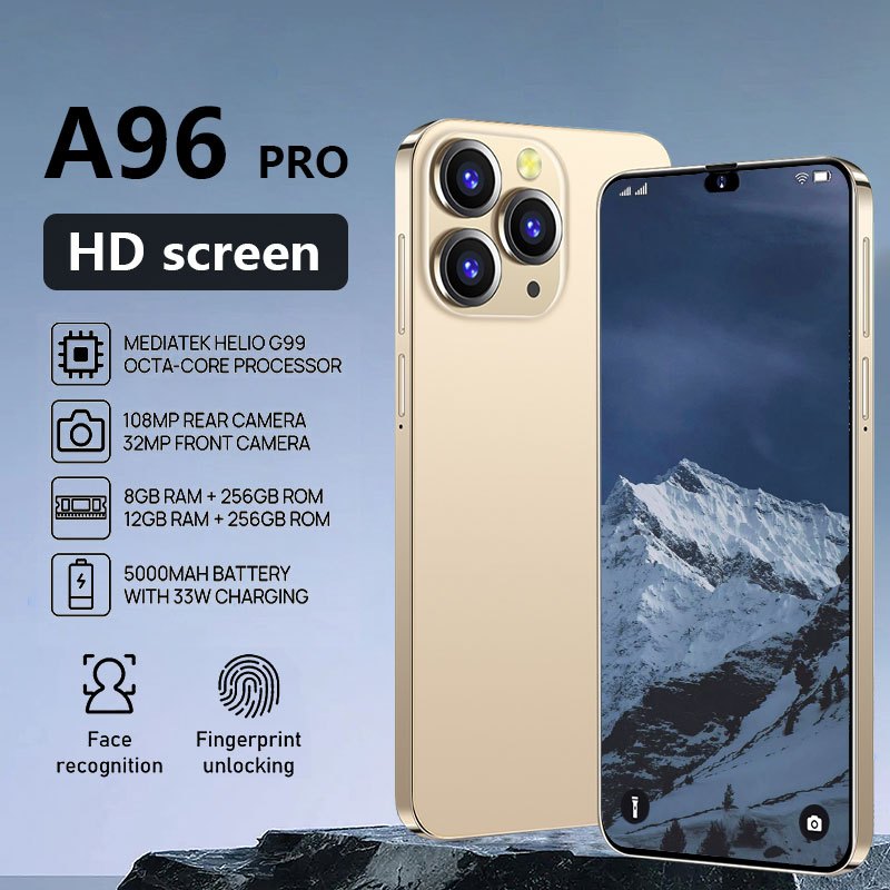 แบรนด์ใหม่ 0PP0 A96 โทรศัพท์มือถือ 5G สมาร์ทโฟนเกมเต็มหน้าจอเรียบแบตเตอรี่ทนทานพิเศษพิกเซลสูง