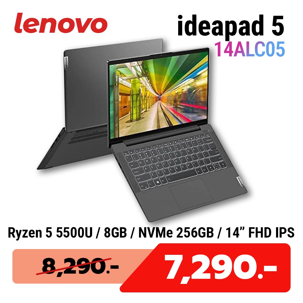 Lenovo IdeaPad 5 14ALC05 / Ryzen 5 5500U / 8GB / 14" FHD IPS / AMD Radeon Graphics มือสองถามสภาพใช้ง