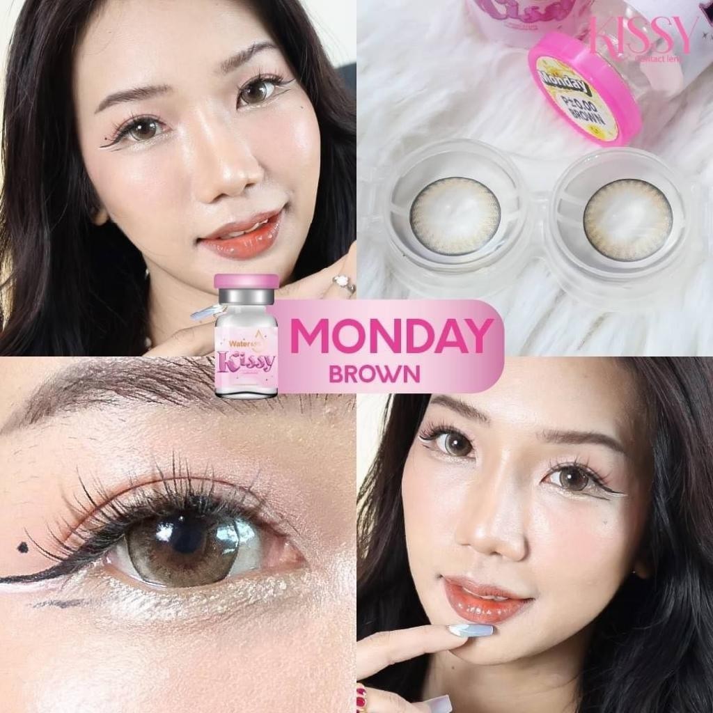 🔥คอนแทคเลนส์✨ขนาดบิ๊กอายโตมาก✨ Monday (Kissylens) Brown / Gray / สวยปัง