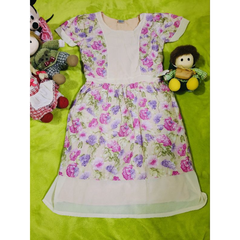 เดรสป้ายElgrandสีชมพูลายดอก