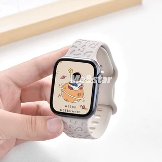 สายซิลิโคนยาง ปั้มลายเสือ สำหรับ สมาทวอช ใช้ได้กับ Smart Watch11 10 9 8 7 6 5 4 3 2 1 Se Ultra SS