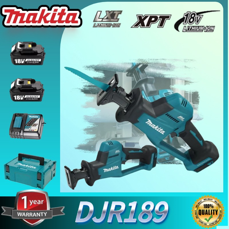 Makita DJR18918V เลื่อยลูกสูบไฟฟ้าแบตเตอรี่ลิเธียมแบบชาร์จไฟอเนกประสงค์สําหรับการตัดท่อเหล็กด้วยแบตเตอรี่สองก้อน