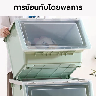 กล่องพลาสติก กล่องฝาหน้า วัสดุ PP อเนกประสงค์มีล้อ ลังอเนกประสงค์