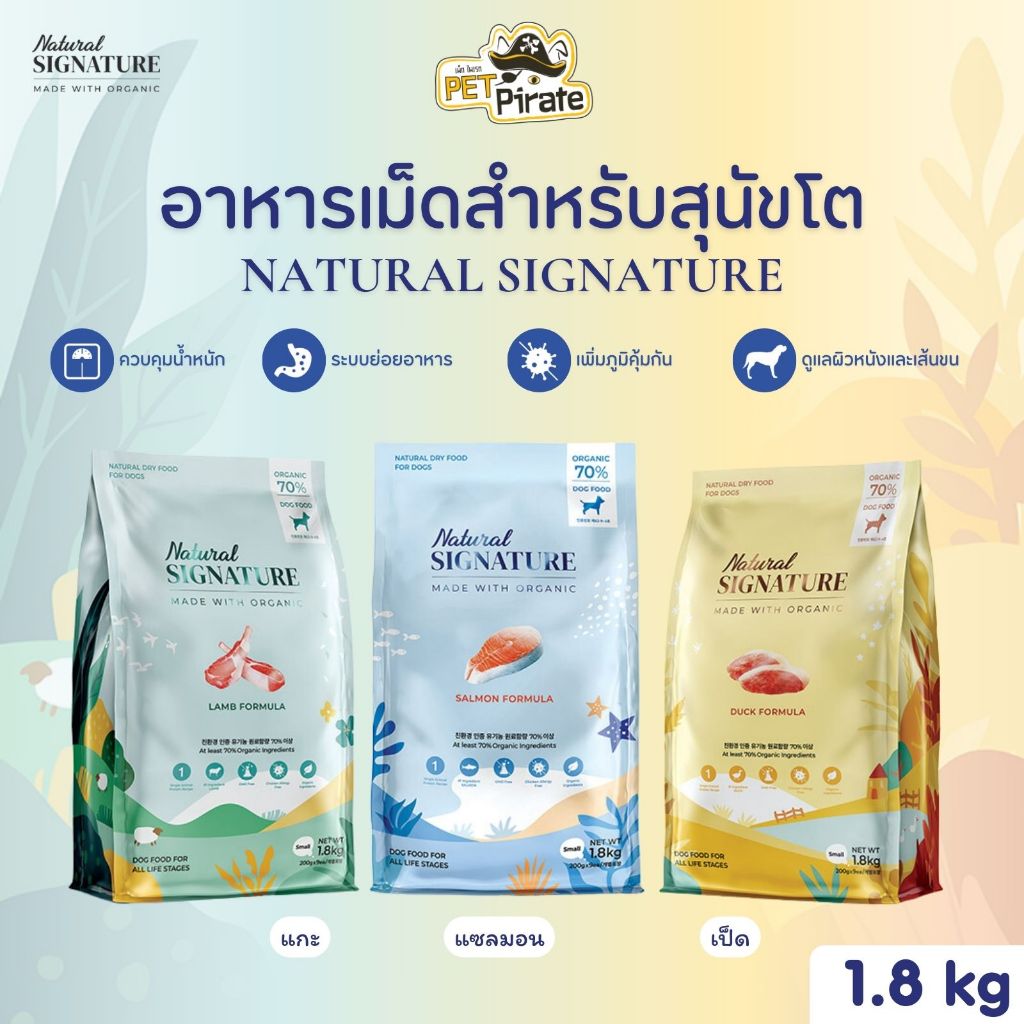 Natural SIGNATURE อาหารสุนัขโต สูตร Organic โปรตีนเดี่ยว 1.8kg