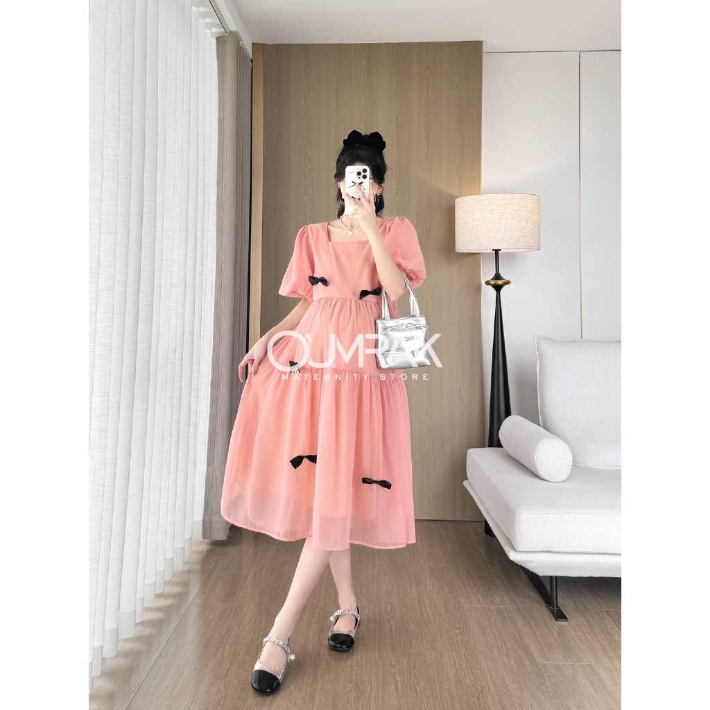 AA3782 ( เชือกผูก + ให้นมได้ + มีซับใน ) ชุดเดรสคลุมท้องสไตล์เกาหลี - รูปที่ 3