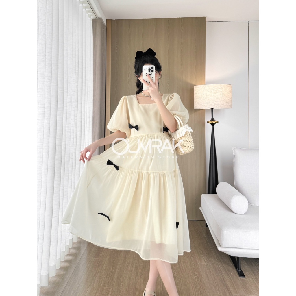 AA3782 ( เชือกผูก + ให้นมได้ + มีซับใน ) ชุดเดรสคลุมท้องสไตล์เกาหลี - รูปที่ 5