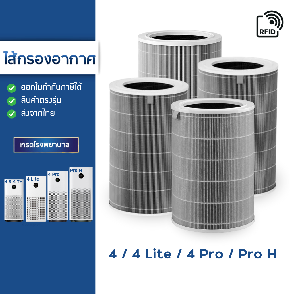 ไส้กรองอากาศ Xiaomi รุ่น 4 Lite / 4 Pro / 4 / Pro H (มี RFID) ฟิลเตอร์กรอง HEPA Filter H13