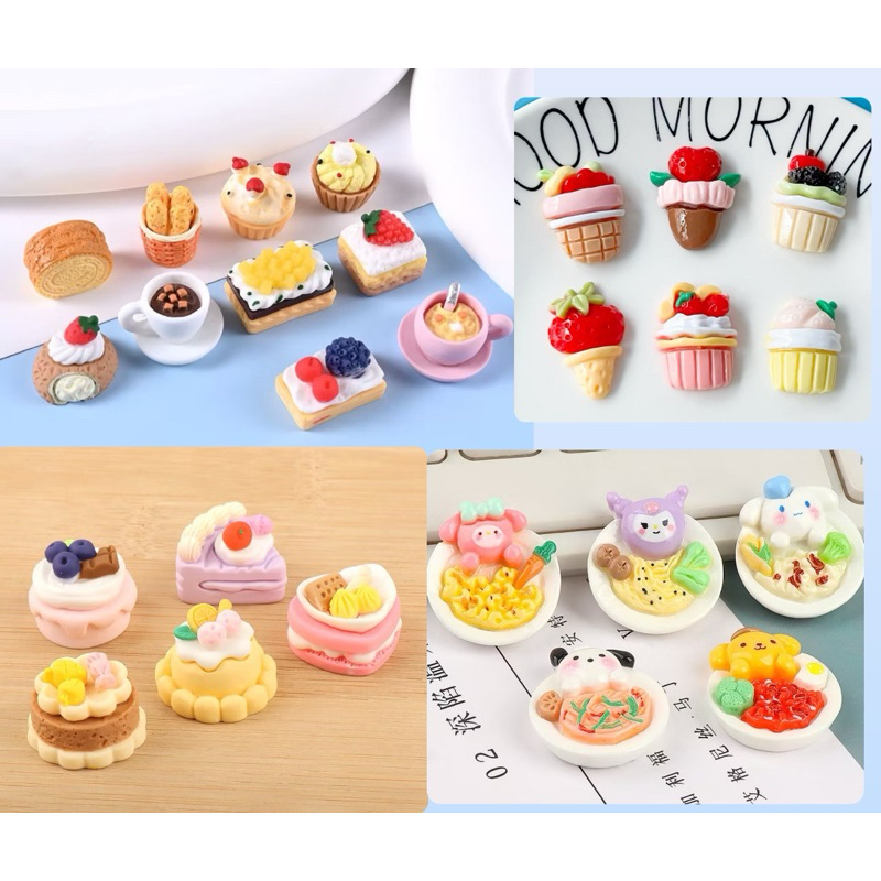 C036 เรซิ่นชุดขนมหวานจิ๋ว 3D (เรซิ่นเปล่า ไม่แถมตัวติด)  อุปกรณ์ตกแต่ง งาน DIY แต่งเคสโทรศัพท์ งานฝีมืออื่นๆ
