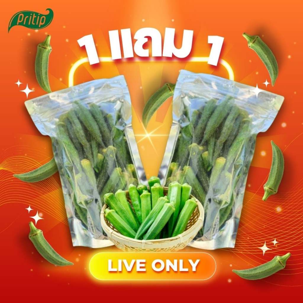 [1 แถม 1] กระเจี๊ยบเขียวอบกรอบ ถุงละ 100 กรัม (ได้ 2 ถุง) โปรโมชั่น ผักอบกรอบ กระเจี๊ยบกรอบ