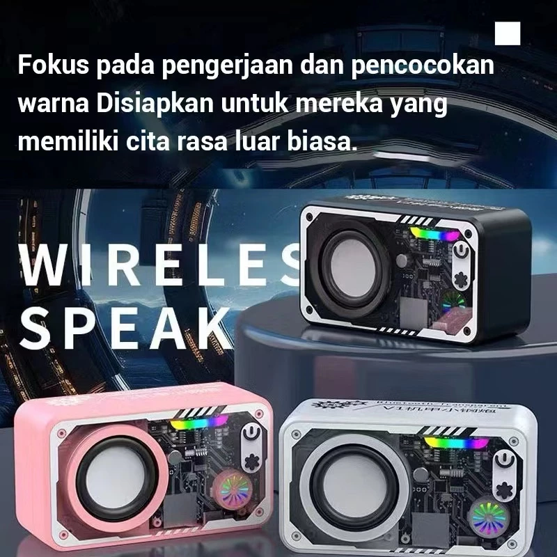 ลําโพงไร้สาย V5.3 ลําโพงทรงพลัง ไฟ LED 1800mAh แบตเตอรี่ขับเคลื่อนลําโพงขนาดเล็กกลางแจ้งแบบพกพารองรับ TF Card