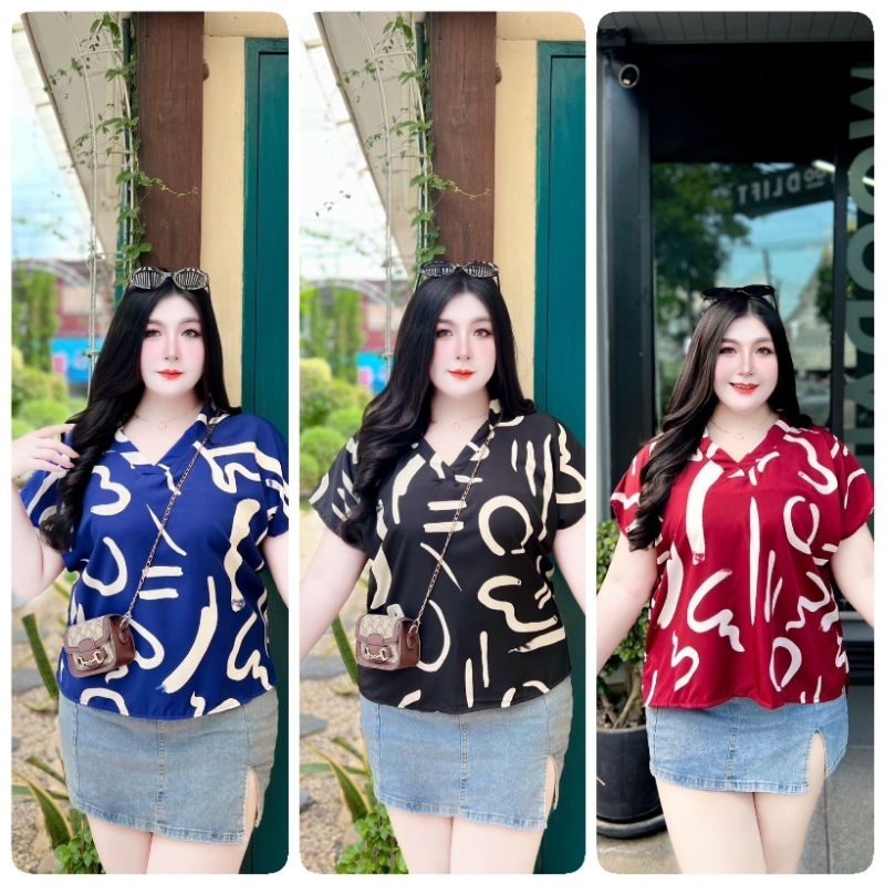 พร้อมส่งเสื้อคอวี  ไหมอิตาลี  รอบอกหน้าผ้า 50 นิ้ว เนื้อผ้าเย็นใส่สบาย