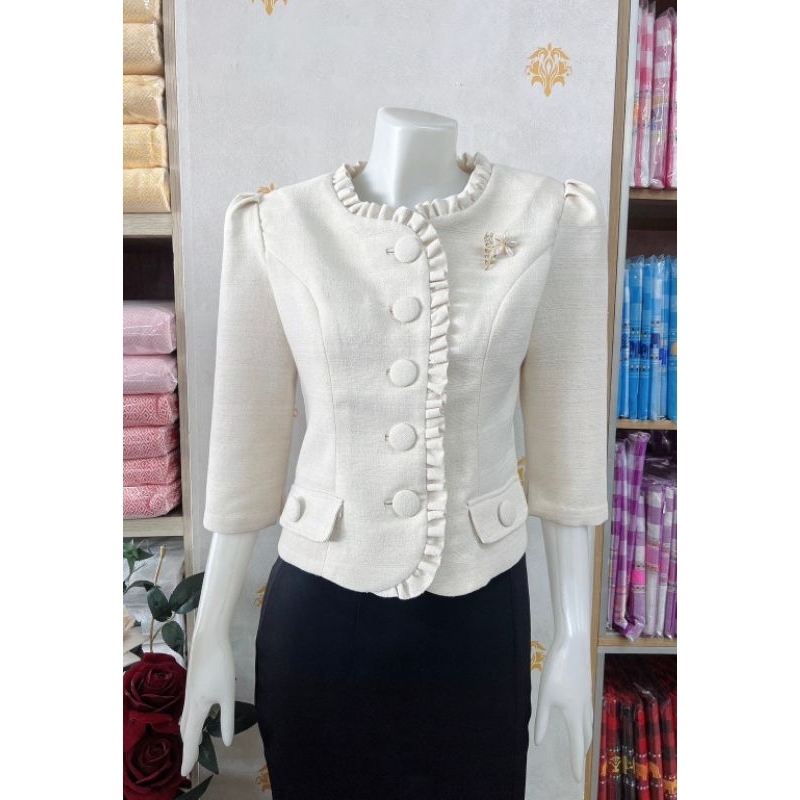 เสื้อผ้าฝ้ายไยใผ่สีขาว(อก34"-44")
