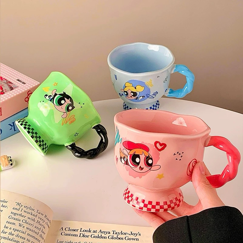 สินค้าพร้อมส่ง แก้วกาแฟppg แก้วน้ำเซรามิค Powerpuff girl (สินค้าลิขสิทธิ์แท้)