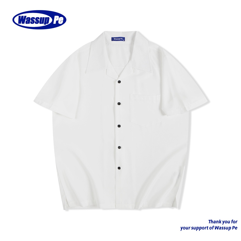 [ส่งจากกรุงเทพฯ]สวมใส่ในเทศกาลกินเจ เสื้อเชิ้ตแขนสั้นสีขาว เสื้อสีพื้น สวมใส่สบาย สำหรับใส่ในชีวิตประจำวันหรือเวลาทำงาน