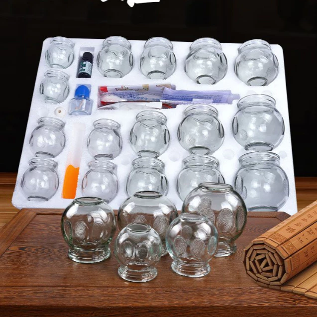 32ชิ้น cupping therapy set ครอบแก้ว ครอบแก้วสูญญากาศ สำหรับนวด เหยือกแก้ว การไหลเวียนโลหิต แก้วครอบชนิดหนา ไม่แตกหักง่าย