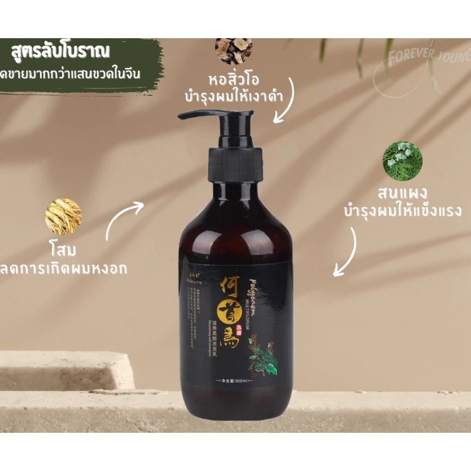 Sale แชมพูแก้ผมหงอกอันชูเหม่ย Polygonum Multiflorum 300ml สูตรลับแก้ผมหงอกทุกชนิดจากรากผม