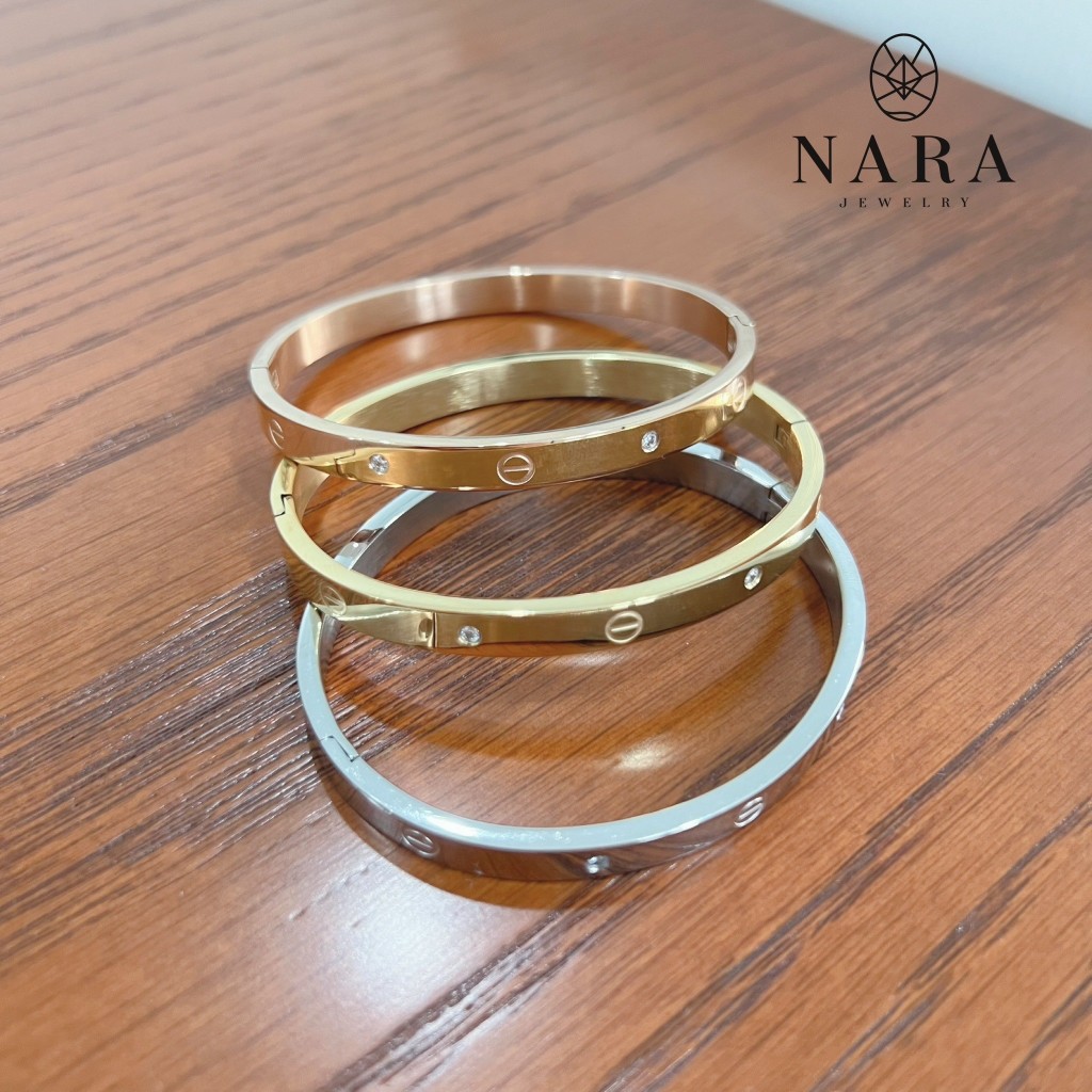 (Nara Jewelry) กำไล 4 กำไลเทียร์ เพชร  (กำไล ชุบ 18k สแตนเลส โดนน้ำหอม แอลกอฮอล์ได้ ไม่ลอก ไม่ดำ)