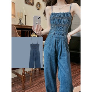 ผ้าเดนิม ผ้าดีมาก เอี้ยมหมี จั้มสูท สไตล์สปอร์ตธรรมดาสำหรับผ…