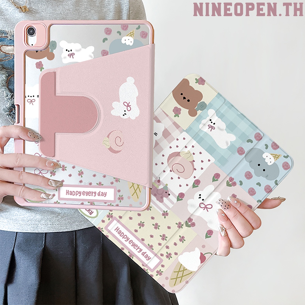 ⚡พร้อมส่ง⚡เคสไอแพด Air8 11/13 Air7 Gen12 กระต่าย หมีน้อย ช้างน้อย ที่ใส่ปากกา เคสiPadหมุน 360° Gen11 – โปรปัง