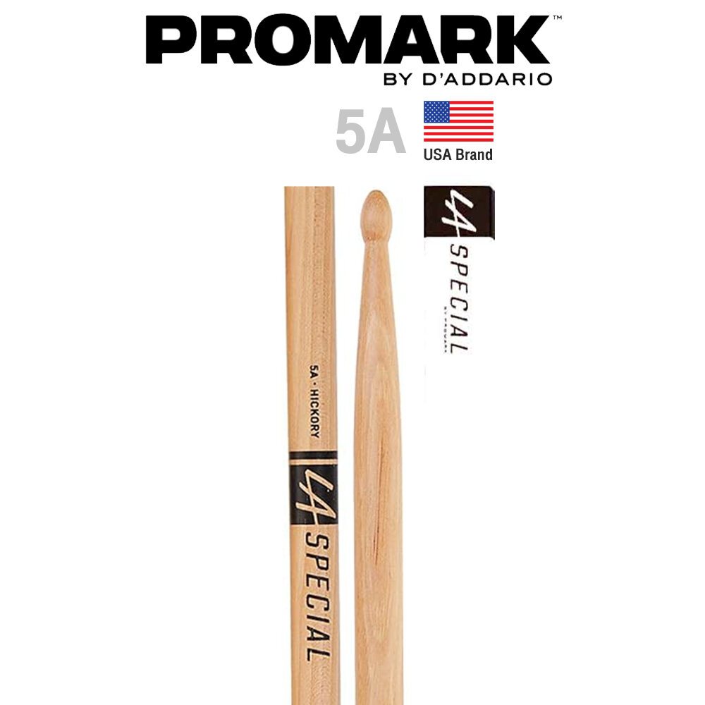 Promark© LA Special LA5AW ไม้กลอง 5A Hickory (ไม้ตีกลองชุด) ** Made in USA **