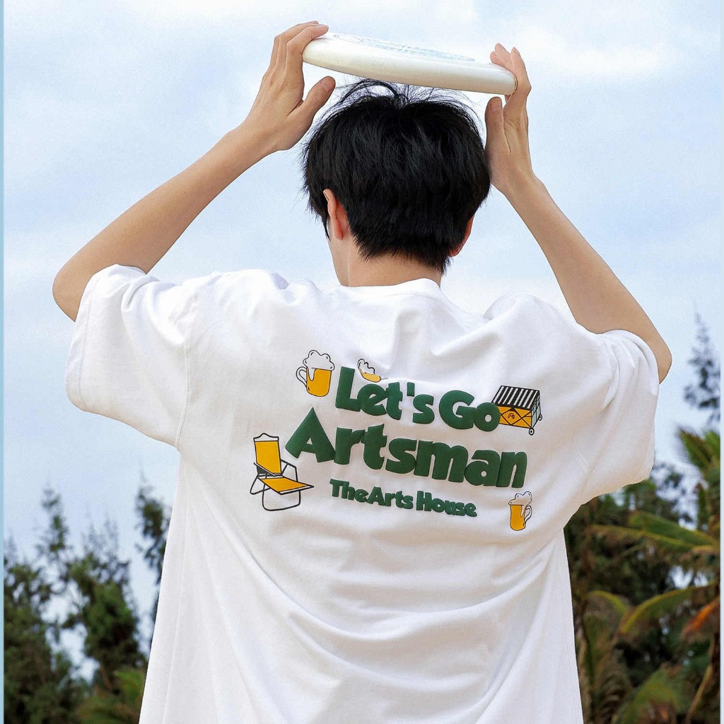 Basi เสื้อยืด oversize unisex สกรีนหน้าหลัง ลาย "ARTSMAN" ผ้าคอตตอน100% ใส่สบาย ตัวอักษร เสื ้อน่ารัก