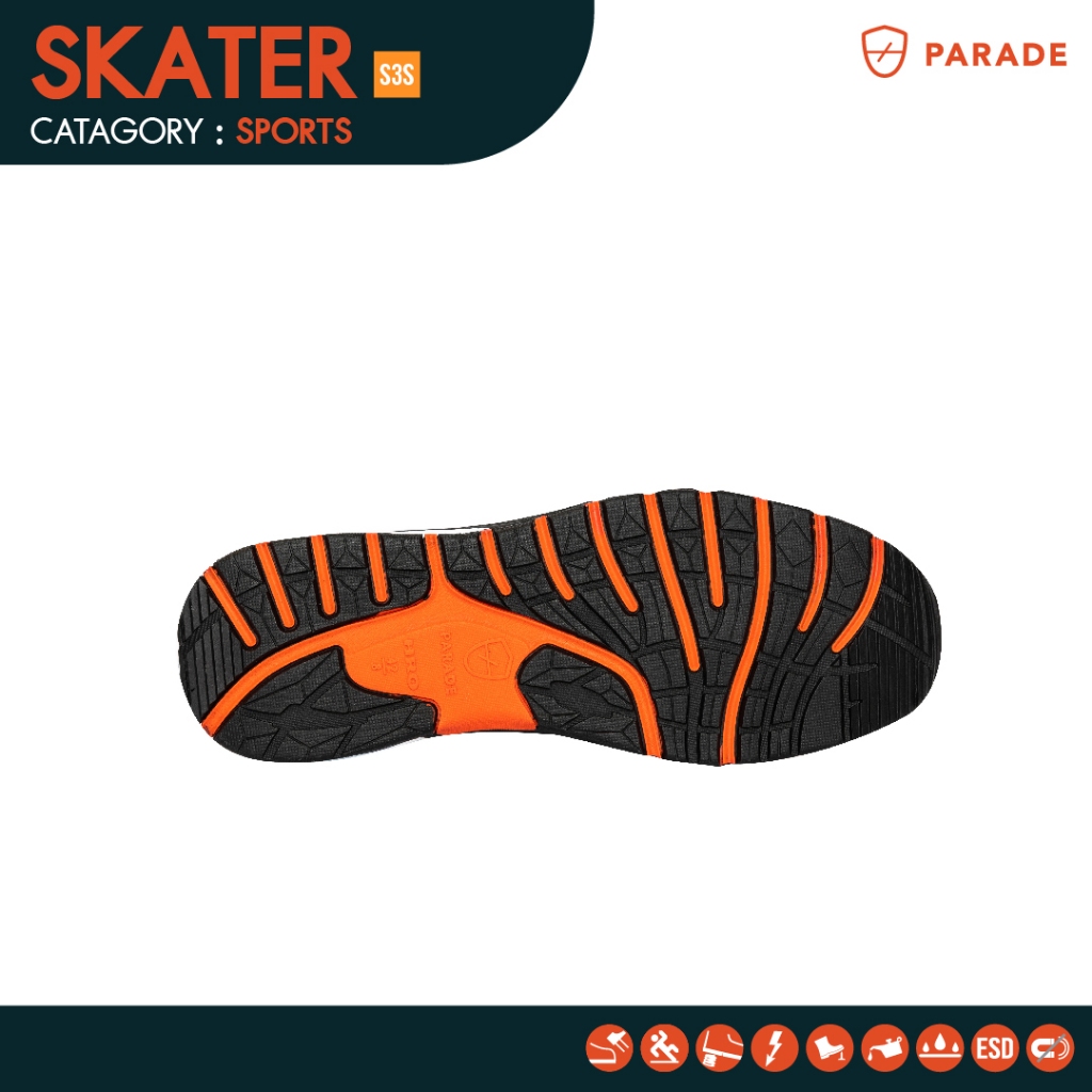 รองเท้าเซฟตี้ Parade รุ่น SKATER หัวคอมโพสิต ยึดเกาะพื้นได้ดี