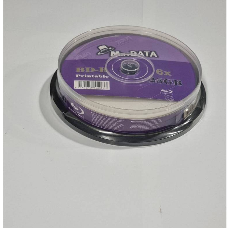 Mr.DATA BD-R 6x 25GB Bluray Disc White Printable แผ่นเปล่าบลูเรย์ (สกรีนได้) แพ็ค 10 made in taiwan