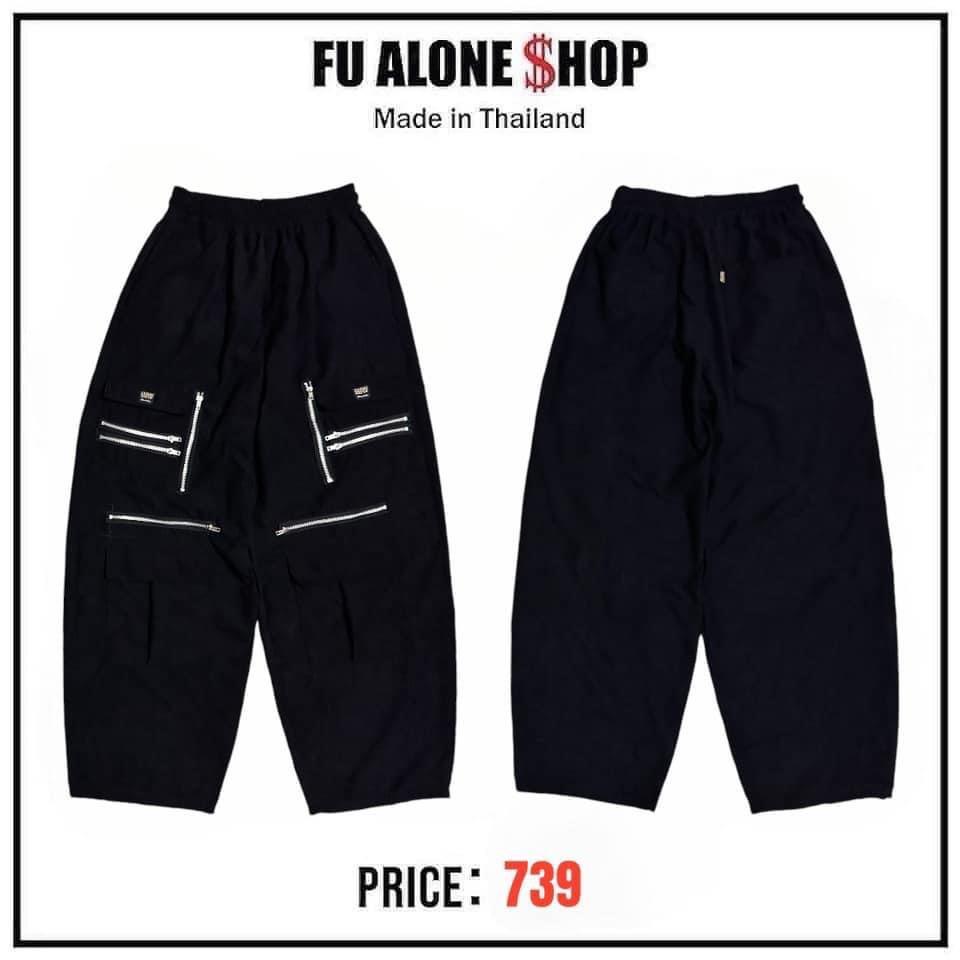• New Collection • กางเกงแปะแต่งด้วยซิป ขายาวทรงแบ็กกี้ฟรีไซซ์