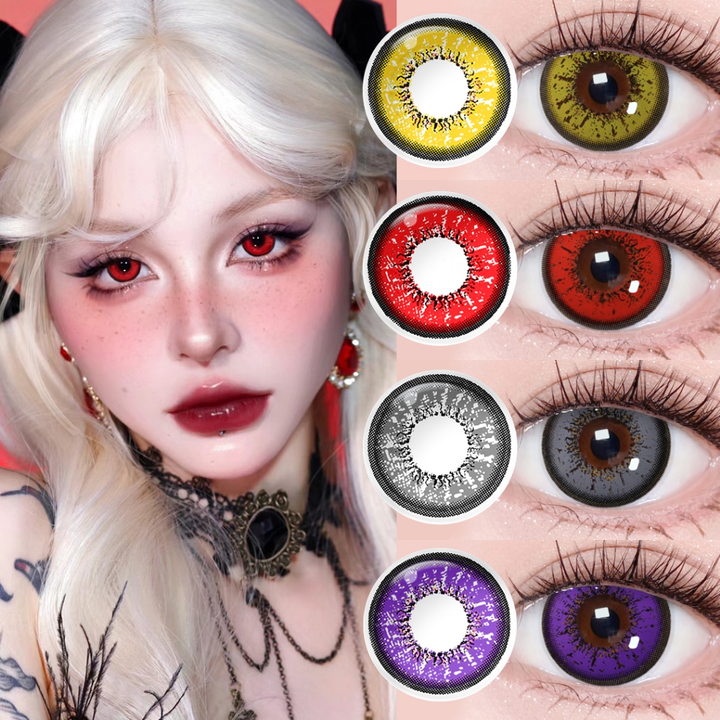 Cosplay คอนแทคเลนส์สี 1 คู่สำหรับดวงตาคอสเพลย์คอนแทคเลนส์สีแบบไม่ต้องสั่งจ่ายคอนแทคเลนส์ฮาโลวีนพร้อมเลนส์สีฟ้าเ เลนส์แห่