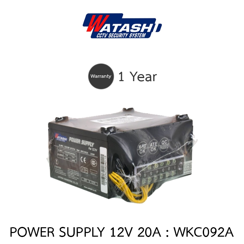 WATASHI Power Supply INPUT : 220V, 12V / 20A. รุ่น WKC092A