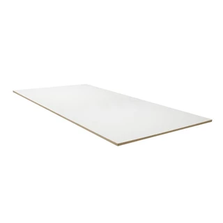แผ่นไม้หน้าท้อปโฟเมก้าสีขาว 60x120 ซม. หนา 15 มม.หุ้มขอบPVCสีดำ
