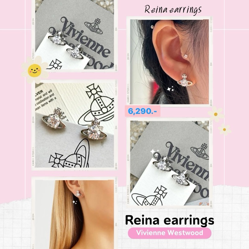 (มีโค้ดลด 1,000.- น้า) พร้อมส่ง ต่างหู Vivienne Westwood รุ่น Reina earrings ของแท้