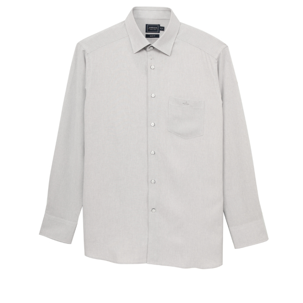 ARROW PROFREX SHIRT เบา สบาย ไม่ยับ แค่ลูบก็เรียบ - เสื้อเชิ้ต แขนยาว ทรง SMART สีเทา MACM909-GY