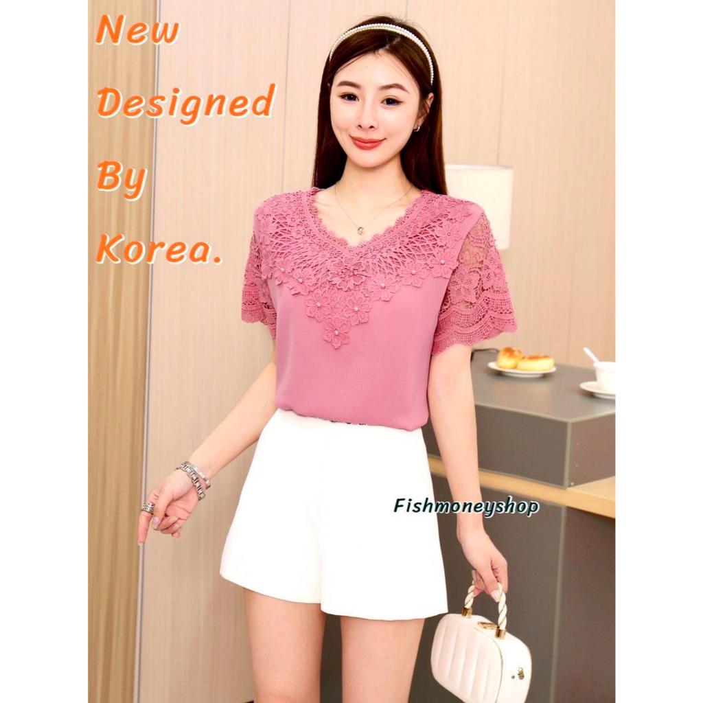 **พร้อมส่ง**BB16//B9811คอกลมแต่งลูกไม้ดอกเล็กผ้าไหมเกาหลี//ฟรีไซร์42-46นิ้ว ยาว26นิ้ว หน้าผ้า46นิ้ว//ราคา209บาท