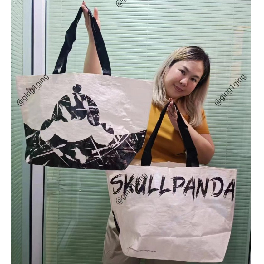 (ส่งฟรีEMS พร้อมส่งในไทย) Shopping Bag Popmart+Skullpanda กระเป๋าไนล่อน อย่างหนา (ของแท้)