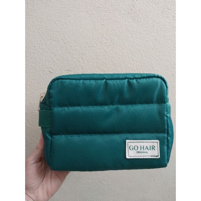 กระเป๋าเครื่องสำอางค์ กระเป๋า  GOHAIR  สีเขียว  ขนาด 7×6 นิ้ว