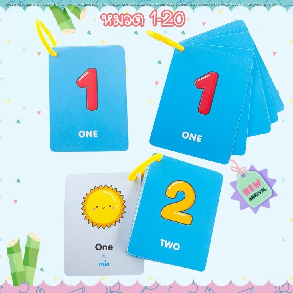 แฟลชการ์ดจิ๋ว FlashCard การ์ดภาพ หมวดตัวเลข 1-20