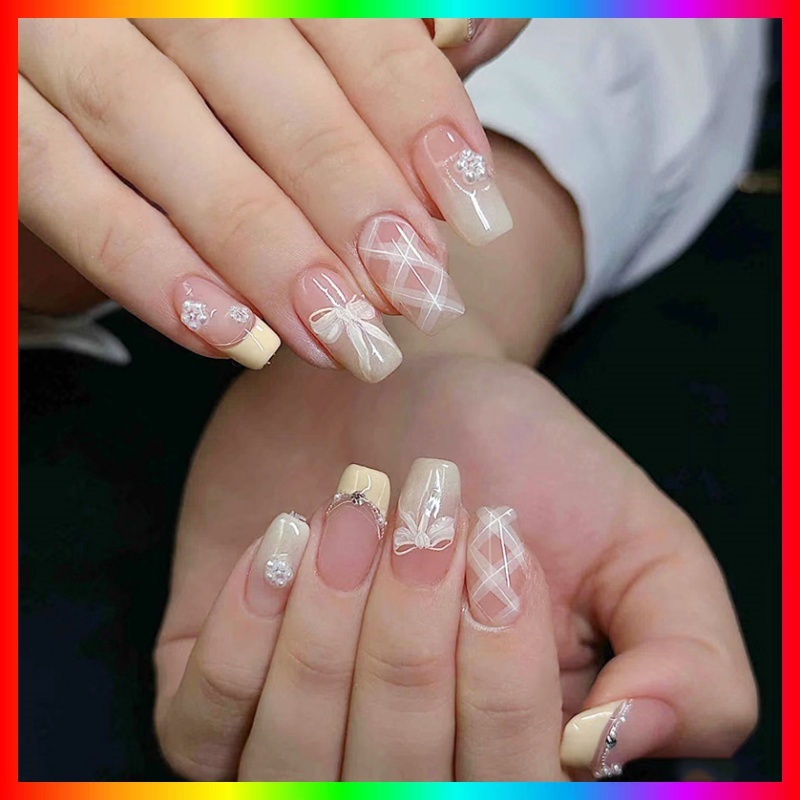 DD288 เล็บปลอม 3 มิติ ชุดเล็บปลอม อินเทรนด์ พร้อมของขวัญ  24 ชิ้น