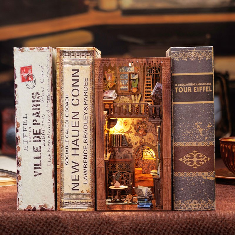 CUTEBEE YS05 DIY Book Nook บ้านตุ๊กตา  DIY ที่กั้นหนังสือ รวมถึงฝาครอบกันฝุ่น ตัวต่อไม้ บ้านของเล่น ราคา ถูกที่สุด ดีลบีเคเค แกลเลอรีภาพที่ 7