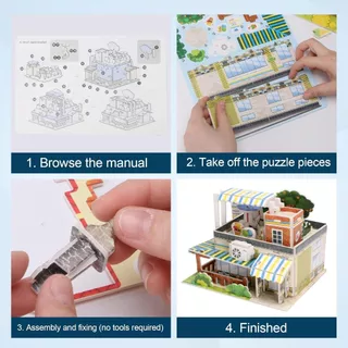 MOONTOY จิ๊กซอว์โมเดล โมเดลบ้าน จิ๊กซอว์สามมิติ กระดาษ 3D Jigsaw puzzle 2