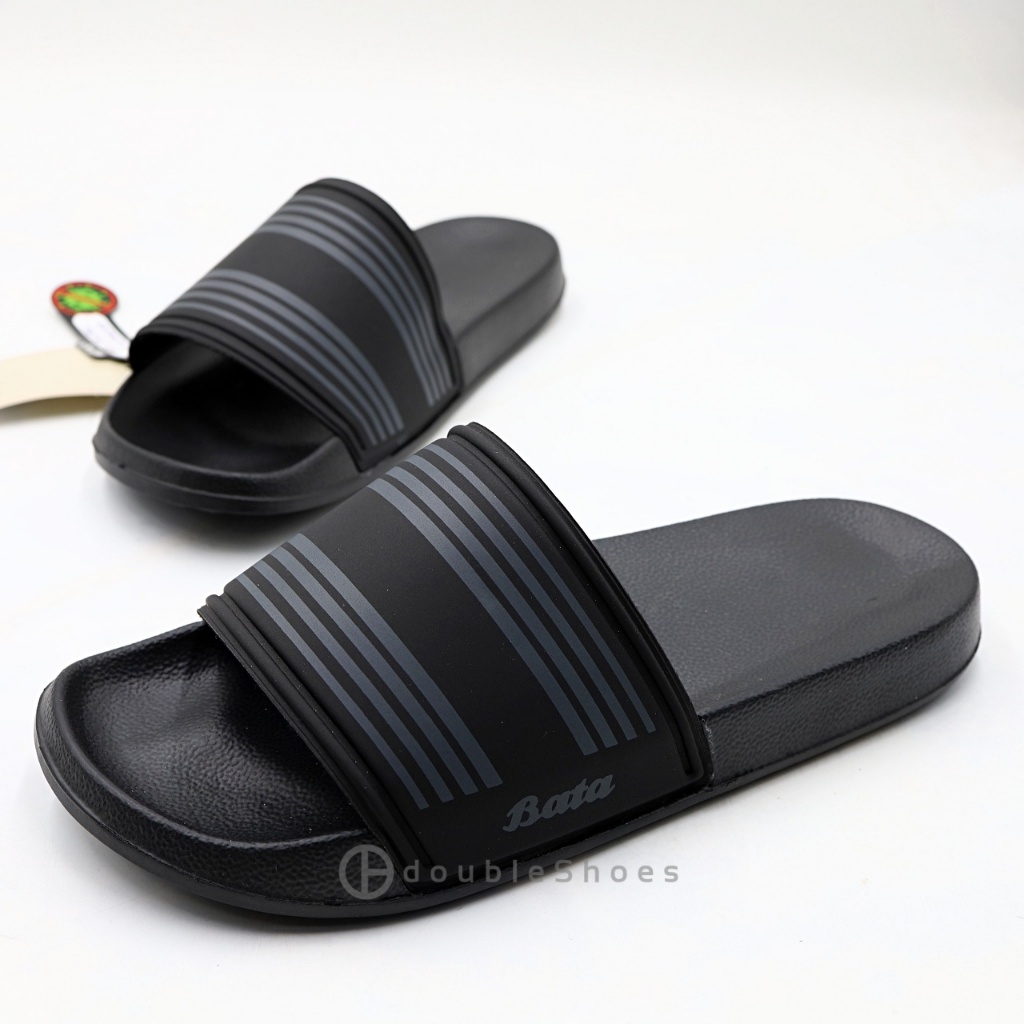 Bata (861-6353) รองเท้าแตะแบบสวมสำหรับผู้ชาย รุ่น Simba สีดำ ไซส์ 6 - 10