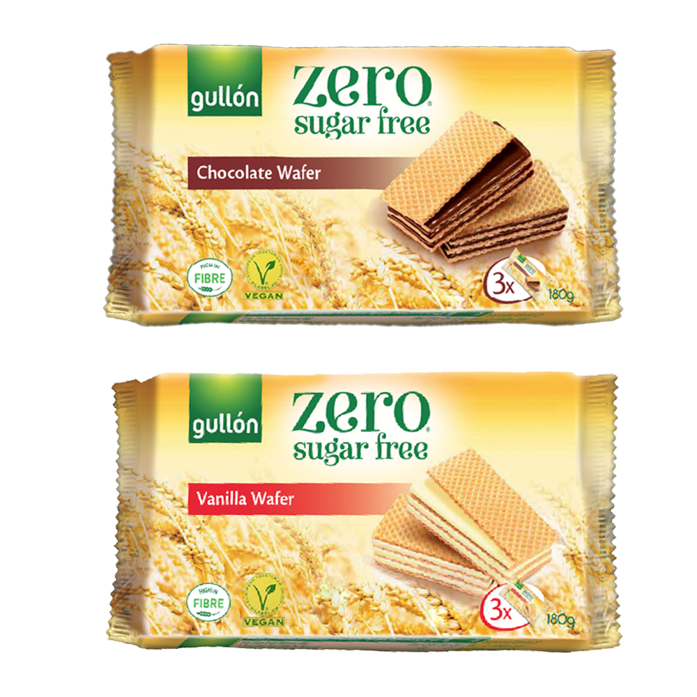 Gullon Zero Sugar Free Chocolate Wafer  Vanilla Wafer  กูรยอง เวเฟอร์ครีม จากสเปน ไม่มีน้ำตาล 2รส ช็