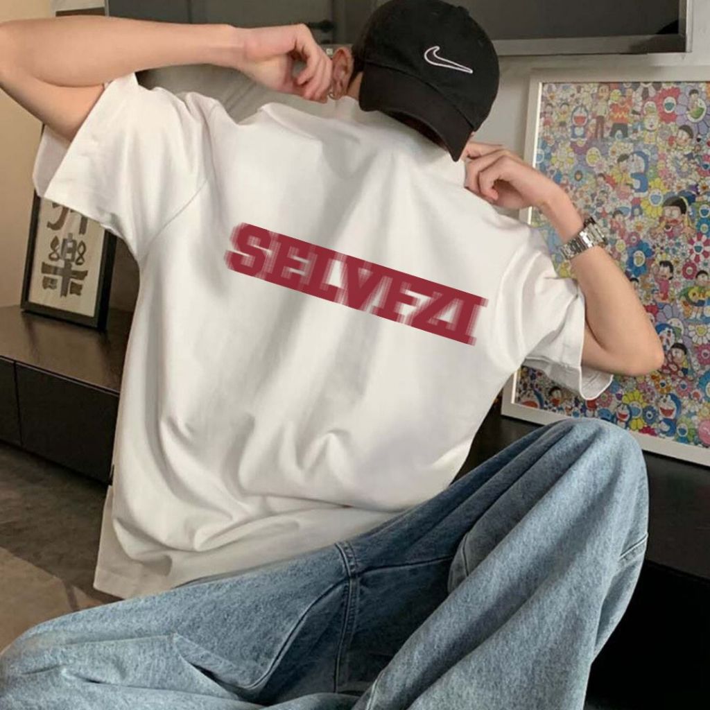 Top.basic สไตล์อเมริกันวินเทจ เสื้อยืดoversize "SELVFZI" เนื้อผ้า เกรดพรีเมียม ไหมวัว ไม่ต้องรีด ผู้ชาย-ผู้หญิง