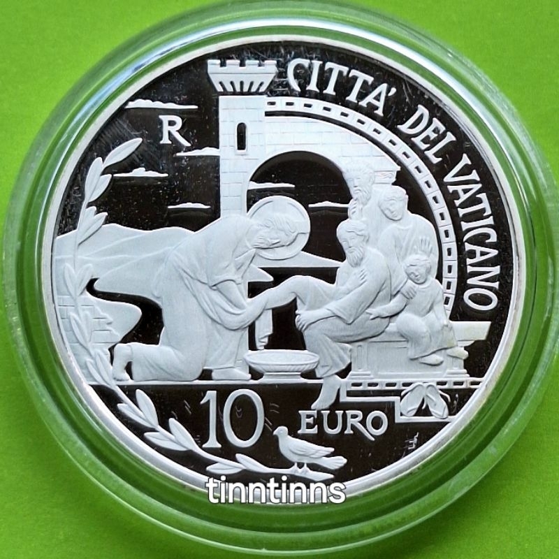 เหรียญเงินขัดเงา 10 ยูโร วาติกัน ค.ศ. 2019 สมเด็จพระสันตะปาปาฟรานซิส World Day of Peace Vatican City